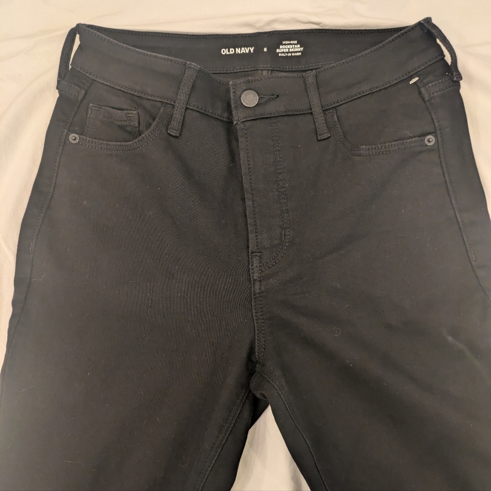 Old Navy high rise Rockstar super skinny black jeans, size 6
